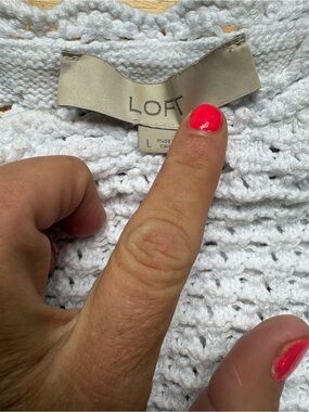 LOFT White Openwork Crochet Sweater
